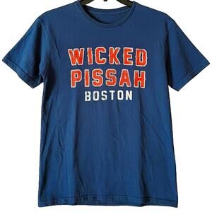 Wicked Pissah Boston T-Shirt Medium Blue Baseball Retro Red Sox City Graphic Tee